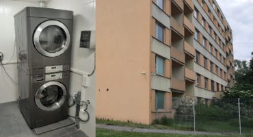 Samoobslužná prádelna v ubytovně v Brně-Chrlicích